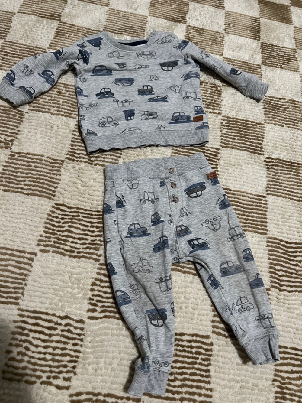 Grey Baby Car Print Sweatshirt & Joggers Set